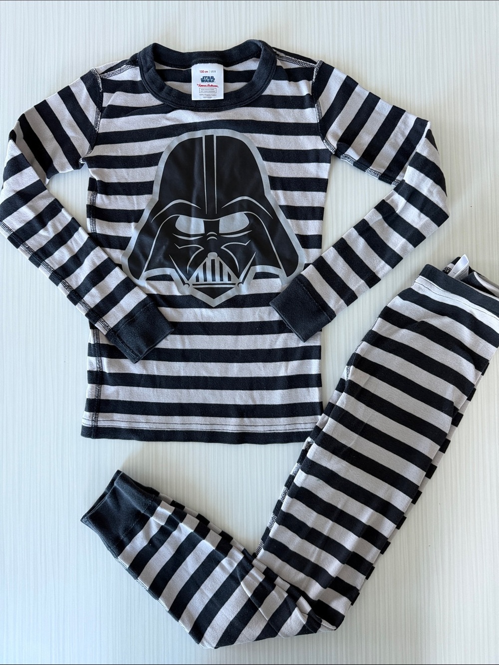 Hanna Andersson Black and White Striped Darth Vader Pajama Set